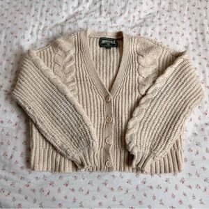 Vintage style cream chunky knit cardigan